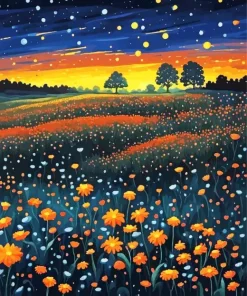 Field Flowers Night Paint By Numbers