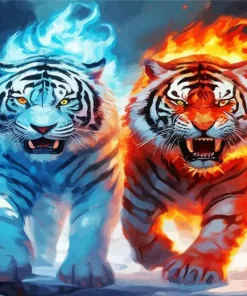 Fire And Ice Tiger Paint By Numbers