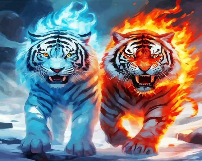 fire and ice tiger paint by number Fire And Ice Tiger Paint By Numbers