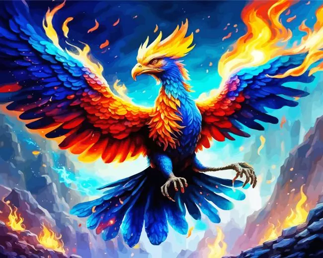fire and water phoenix art paint by numbers Fire Water Phoenix Paint By Numbers