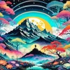 Floral Mountain Landscape Paint By Numbers