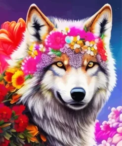 Floral Wolf Paint By Numbers